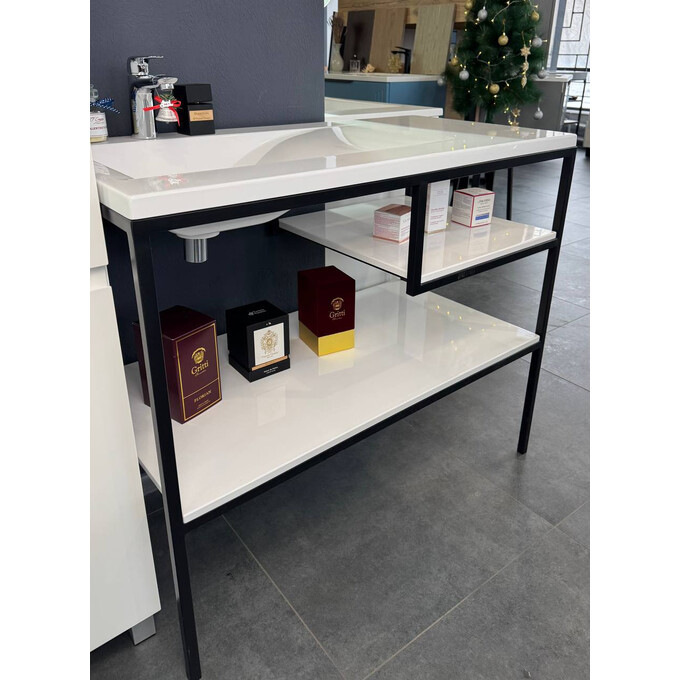 Тумба Snail Кароліна з умивальником Snail Фенікс 1000KMN159LA100 (100 см, біла глянсова, ліва, підлогова), Доступні розміри: 100 x 50 L, фото , изображение 3