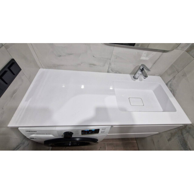 Тумба Snail Ріана з умивальником Snail Аляска 1200KM167RNA100 (120 см, біла глянсова, права, підлогова), Доступні розміри: 120 x 50 R, фото , изображение 2