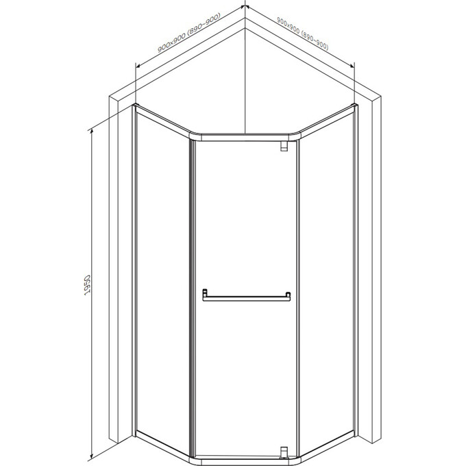 Душова кабіна Am.Pm Gem 5-corner Pivot W90UG-405-9090-MT (90x90 см, прозоре скло, профіль матовий хром), Колір виробника: сатин (хром матовий), фото , изображение 8