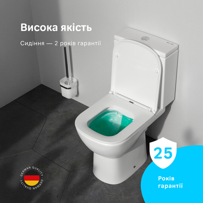 Безобіковий унітаз-компакт Am.Pm Pride AquaSpin CPA8900SC (воронкоподібний, з сидінням), фото , изображение 3