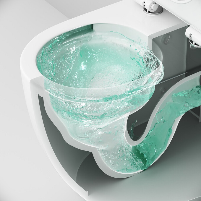 Безободковый унитаз-компакт Am.Pm Like AquaSpin CLA8600SC (воронкообразный, с сиденьем), фото 17