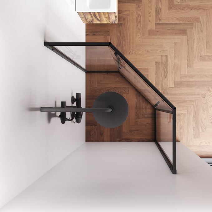 Душевая кабина Am.Pm Gem 5-corner Pivot W90UG-405-9090-BT (90x90 см, стекло прозрачное, профиль черный матовый), Цвет производителя: черный матовый, фото 4