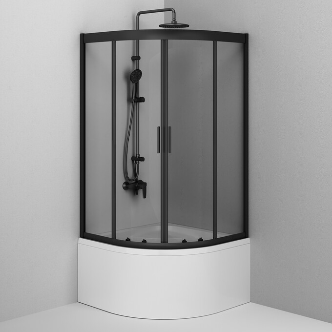 Душевая кабина Am.Pm Gem Deep 1/4 Round W90UG-401A9090-BT (90x90 см, стекло прозрачное, профиль черный матовый), Доступные размеры: 90 x 90, Цвет производителя: черный матовый, фото 11