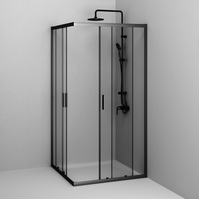Душова кабіна Am.Pm Gem Square Slide W90UG-403-100100BT (100x100 см, прозоре скло, профіль чорний матовий), Доступні розміри: 100 x 100, Колір виробника: чорний матовий, фото , изображение 7