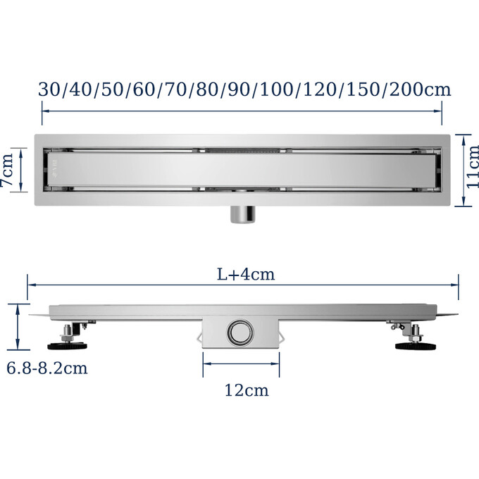 Душовий трап VBI Kent 80 Chrome VBI-060308CH (80 см, хром), Колір виробника: хром, Доступні розміри: 80, фото , изображение 8