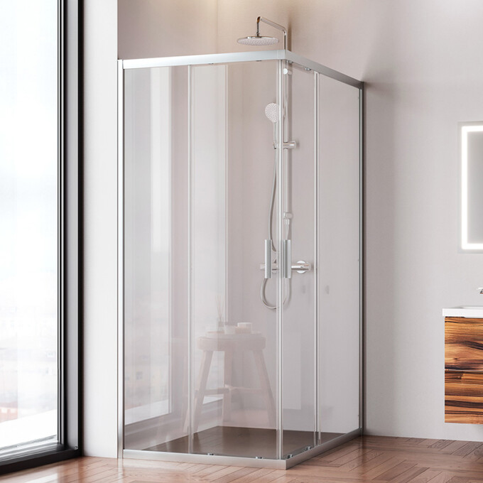 Душевая кабина Am.Pm Gem Square Slide W90UG-403-120290-MT (120x90 см, стекло прозрачное, профиль хром матовый), Доступные размеры: 120 x 90, Цвет производителя: сатин (хром матовый), фото 2