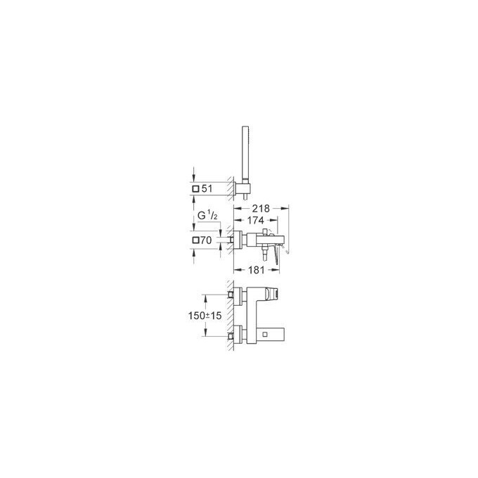 Смеситель для ванны Grohe Eurocube 23141000, фото 6
