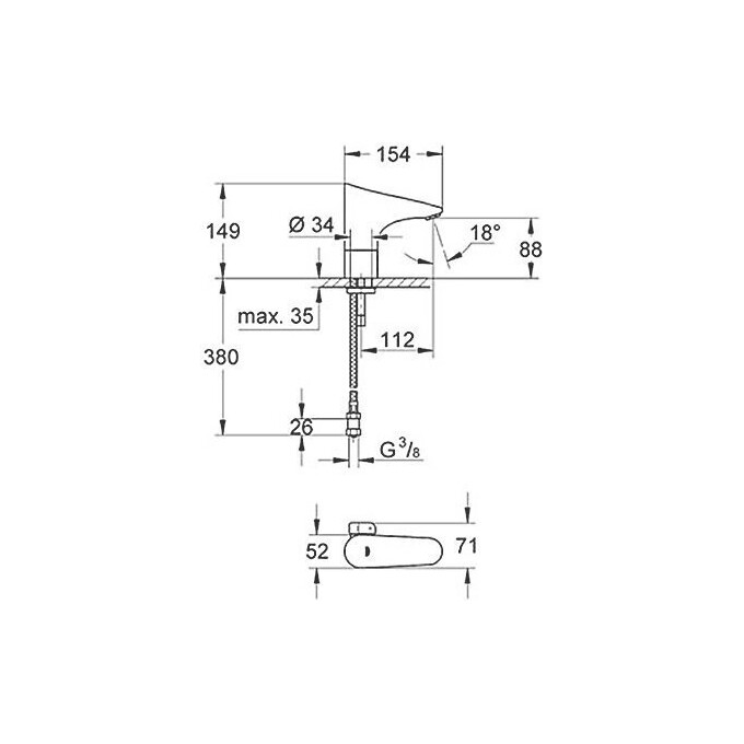 Змішувач для раковини Grohe Europlus E 36207001 (сенсорний), фото , изображение 6