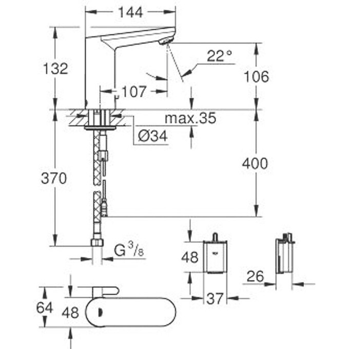 Інфрачервоний змішувач Grohe Eurosmart Cosmopolitan 36327001, фото , изображение 3