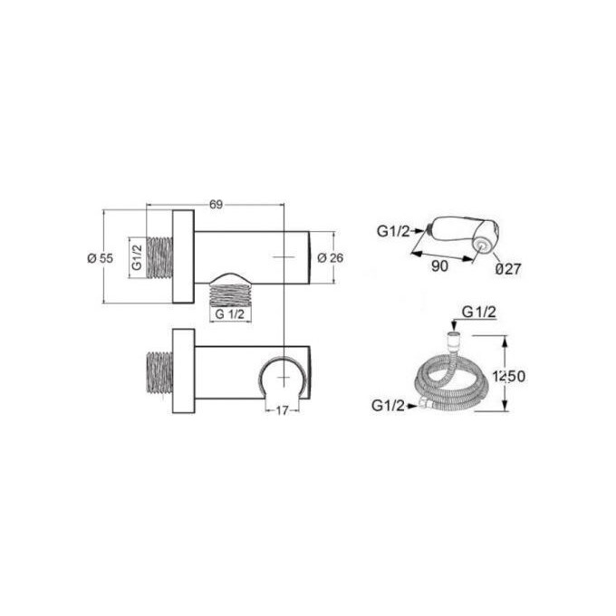 Гигиенический душ со смесителем Kludi Bozz 389990576, фото 3