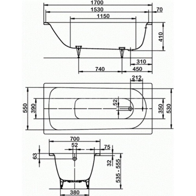Стальная ванна Kaldewei Saniform 111800010001, фото 2