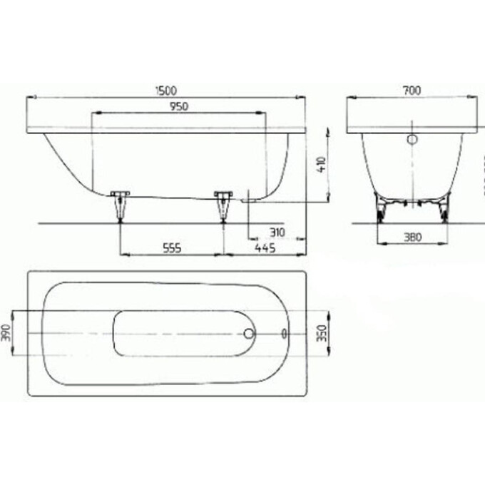 Ванна пристенная Kaldewei Saniform 111600010001, фото 2
