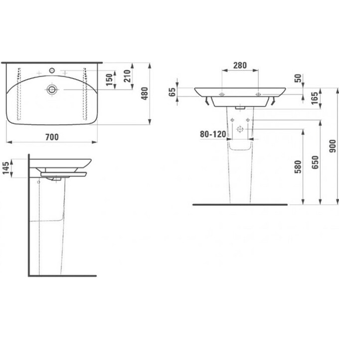 Керамический умывальник Laufen Palace H8107040001041, фото 5