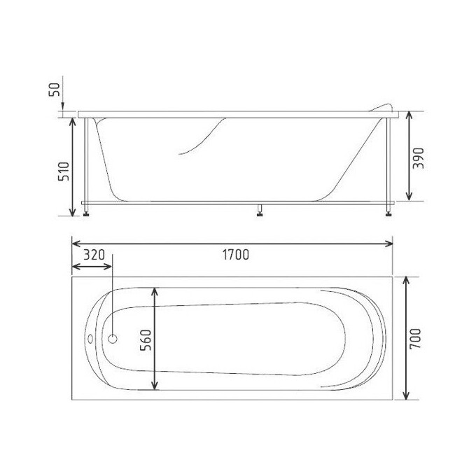 Ванна акриловая Am.Pm Bourgeois W65W-170-070W1E (170x70 см, гидромассажная), фото 3