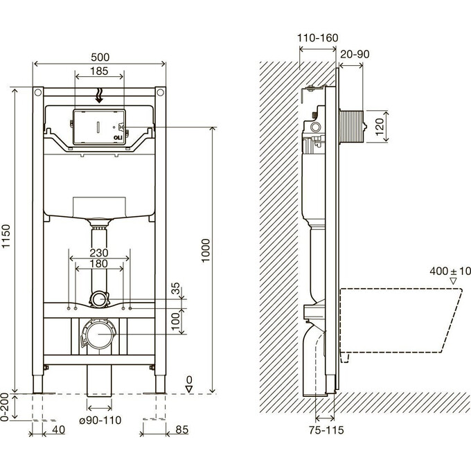 Инсталляция для подвесного унитаза Imprese I5220, фото 3