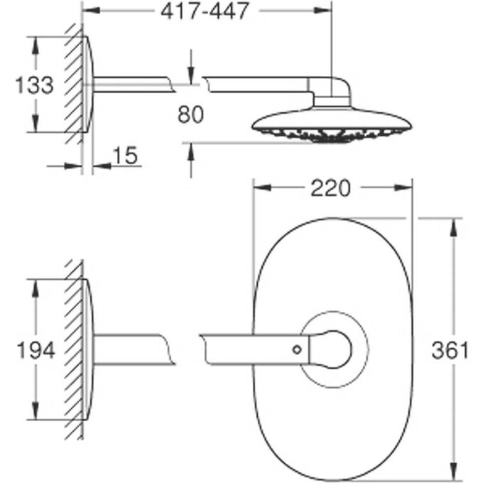Верхній душ Grohe Rainshower 26254000, фото , изображение 3