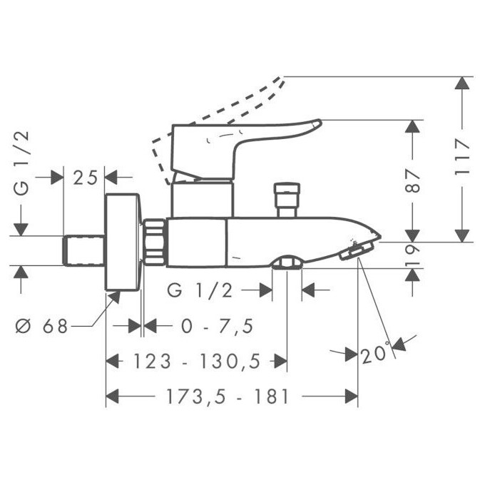 Смеситель для ванны Hansgrohe Metris 31480000, фото 3