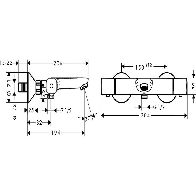 Термостатический смеситель для ванны Hansgrohe Ecostat 13123000, фото 8