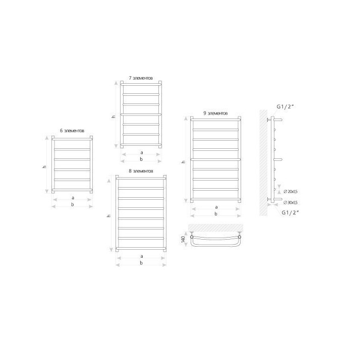 Водяной полотенцесушитель Mario Люкс 1.1.0300.01.P (4820111350322, 600x430, хром/сатин/белый глянец/черный матовый/графит/золото/бронза), фото 6