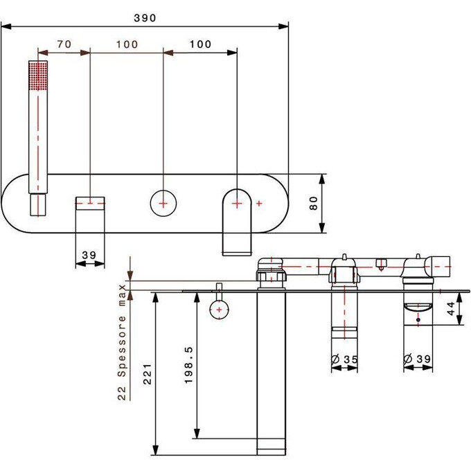 Смеситель для ваны с душем Bonomi Bonny 342320, фото 3
