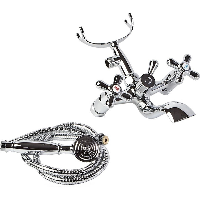 Змішувач для ванни Ferro Retro New Chrome XD11 (з лійкою та шлангом), фото , изображение 5