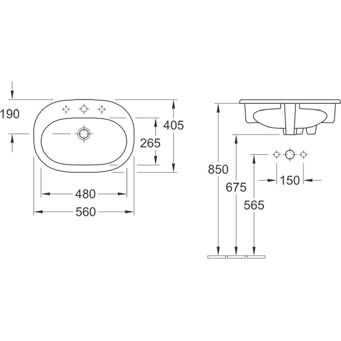 Умывальник с переливом Villeroy & Boch O.Novo 41615601, фото 2