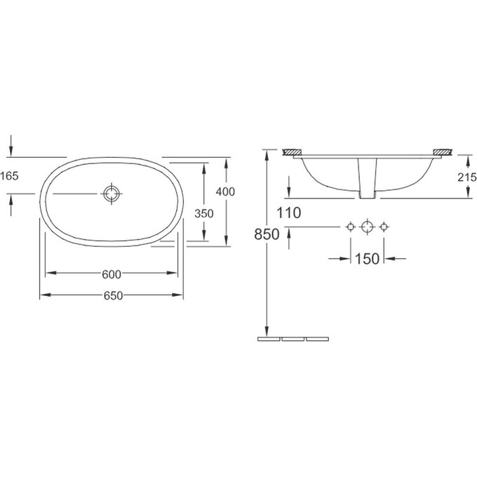 Умывальник овальный Villeroy & Boch O.Novo 41626001, фото 