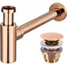 Сифон для раковини з донним клапаном Rea REA-A8541 (Clik-Clak, рожеве золото), фото 