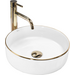 Раковина Rea Sami Gold Edge REA-U6758 (36x36 см, белая/золотая, чаша), Цвет производителя: белый глянец, золотой бортик, фото 