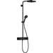 Термостатическая душевая система Hansgrohe Pulsify Showerpipe 260 EcoSmart Matt Black 24221670 (черная матовая, с полочкой), фото 
