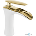 Смеситель для раковины Mexen Lyra White Gold MEX-745300-25 (белый/золотой, с каскадным изливом), фото 