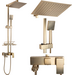 Душевая система Rea Jack Brushed Gold REA-P7050 (брашированное золото, с полочкой), Цвет производителя: брашированное золото (матовое), фото 