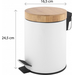 Ведро для мусора Yoka Bin White/Bamboo CH.BIN-WHT (белое/бамбук, 3 л, с педалью и крышкой), Цвет производителя: белый, бамбук, фото 8