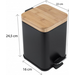 Ведро для мусора Yoka Sido Black/Bamboo CH.SIDO-BLK (черное/бамбук, 3 л, с педалью и крышкой), фото 8