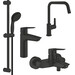Комплект змішувачів для ванної кімнати та кухні Grohe QuickFix Start M-Size Black UA303301MK (235752432+322782432+279482430+304702430), фото 