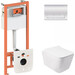 Комплект унитаз с инсталляцией 4 в 1 Qtap QT05335170W0133M425M08381CRM: подвесной унитаз с сиденьем Crow QT05335170W + инсталляция Nest ST QT0133M425 + клавиша смыва Nest QT0111M08381CRM + звукоизоляционная прокладка, фото 