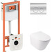 Комплект унитаз с инсталляцией 4 в 1 Qtap QT16335178W0133M425M11112CRM: подвесной унитаз с сиденьем Swan QT16335178W + инсталляция Nest ST QT0133M425 + клавиша смыва Nest QT0111M11112CRM + звукоизоляционная прокладка, фото 