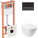 Комплект унитаз с инсталляцией 4 в 1 Qtap QT07335176W0133M425M08V1091MB: подвесной унитаз с сиденьем Jay QT07335176W + инсталляция Nest ST QT0133M425 + клавиша смыва Nest QT0111M08V1091MB + звукоизоляционная прокладка, фото 