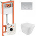 Комплект унитаз с инсталляцией 4 в 1 Qtap QT1733052ERW0133M425M11111SAT: подвесной унитаз с сиденьем Tern QT1733052ERW + инсталляция Nest ST QT0133M425 + клавиша смыва Nest QT0111M11111SAT + звукоизоляционная прокладка, фото 