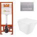 Комплект унитаз с инсталляцией 4 в 1 Qtap QT1733052EUQW45157: подвесной унитаз с сиденьем Tern QT1733052EUQW + инсталляция Nest ST QT0133M425 + клавиша смыва Nest QT0111M06029SAT + звукоизоляционная прокладка, фото 