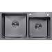 Подвійна кухонна мийка Kroner KRP Schwarze 7843ZHM PVD (Schwarze-7843ZHM, 78x43 см, 3.0/1.0 мм, з коландером та сифоном), фото 