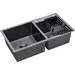Подвійна кухонна мийка Kroner KRP Schwarze 7843ZHM PVD (Schwarze-7843ZHM, 78x43 см, 3.0/1.0 мм, з коландером та сифоном), фото , изображение 3