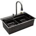 Кухонная мойка со смесителем Kroner KRP Schwarze SET7545HM PVD (SchwarzeSET7545HM, 75x45 см, 3.0/0.8 мм, с доской, коландером, дозатором и сифоном), фото 3