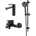 Комплект смесителей 3 в 1 для ванной комнаты Am.Pm Hit F4299Y10 (черный матовый), фото 