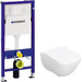 Комплект унитаз с инсталляцией 3 в 1 Geberit: подвесной унитаз с сиденьем Modo Rimfree 502.827.00.1 + инсталляция DuofixBasic Delta 458.103.00.1, фото 