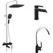 Комплект змішувачів для ванної кімнати та кухні Kroner Essen & Essen & Essen KRESCH063SCH010SCH030 (Essen-SCH063+Essen-SCH030+Essen-SCH010, чорний матовий/хром), фото 