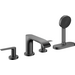 Внешняя часть смесителя на борт ванны Hansgrohe Vivenis Brushed Black Chrome 75444340 (брашированный черный хром, на четыре отверстия, с каскадным изливом), Цвет производителя: брашированный черный хром, фото 