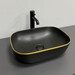 Раковина VBI Ravenna Black Matt Gold Edge VBI-011228 (46x33 см, черная матовая с золотым бортиком, чаша), Доступные размеры: 45 x 32, Цвет производителя: черный матовый, золотой бортик, фото 4