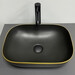 Раковина VBI Ravenna Black Matt Gold Edge VBI-011228 (46x33 см, черная матовая с золотым бортиком, чаша), Доступные размеры: 45 x 32, Цвет производителя: черный матовый, золотой бортик, фото 2