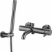 Змішувач для ванни VBI Milano Graphite VBI-050106GR (графіт, з лійкою та шлангом), Колір виробника: графіт, фото 